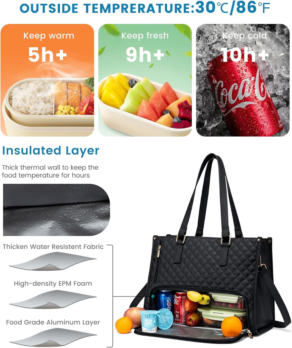 3-in-1 Everyday Tote Bag – Laptop, Work & Insulated Lunch Carry-All